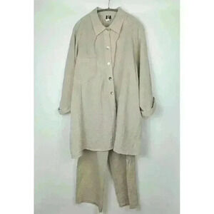 Gump's Women's Two Piece Pant Set Beige Linen Look Size XL #45